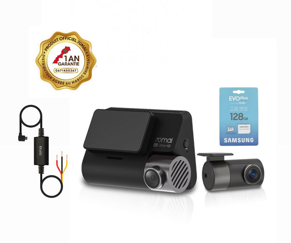 70mai Smart Dashcam 4K A800s + Camera Arriere + Hardwire Kit UP02  + Carte Memoire 128G